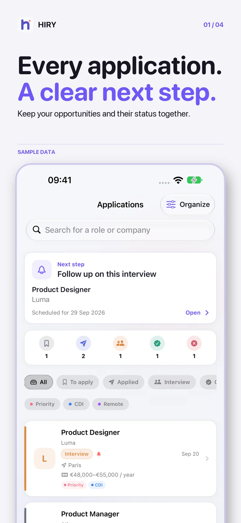 Hiry · Preview with demonstration data