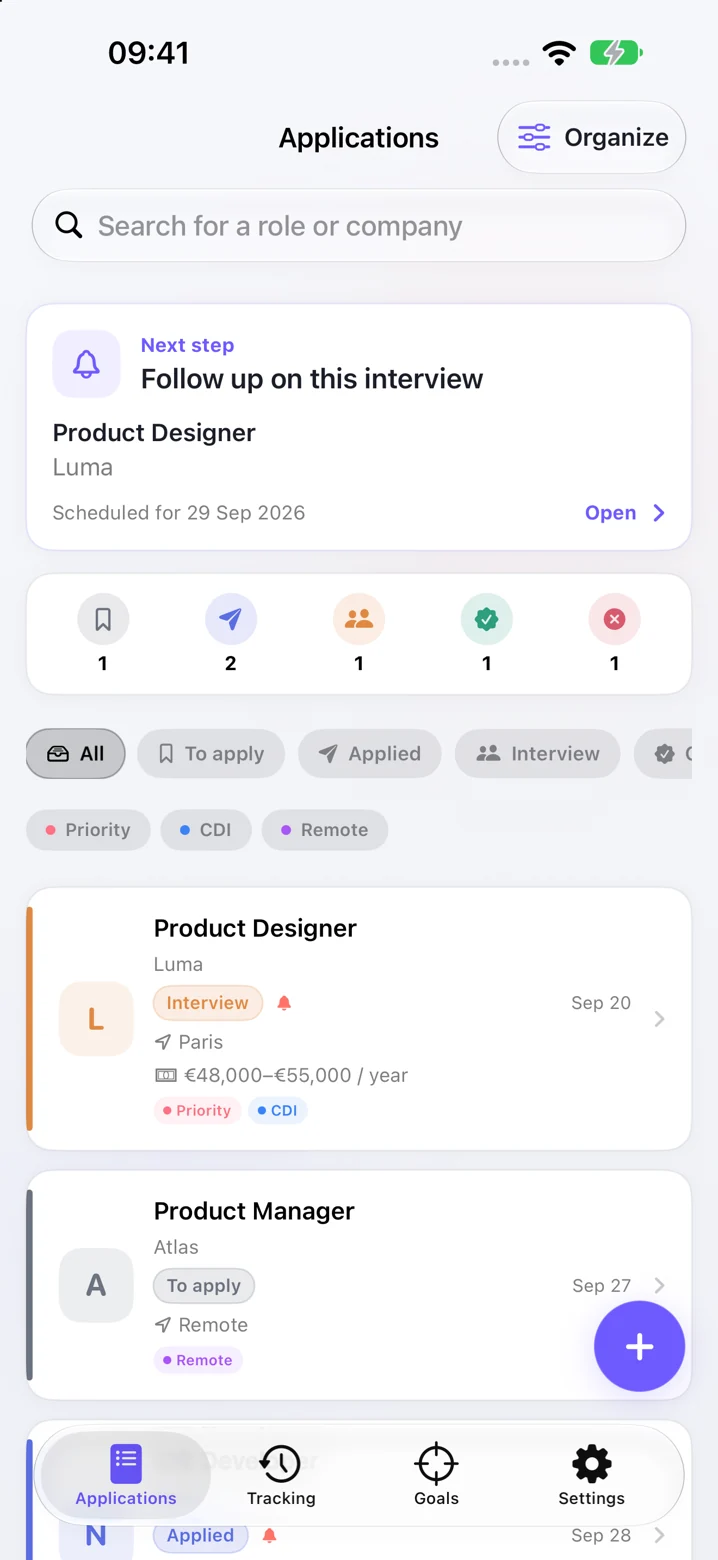 Hiry · Interface preview
