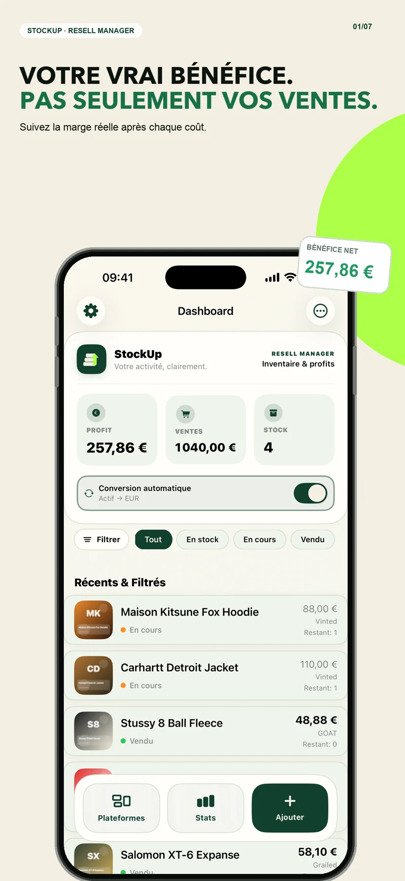 StockUp · Aperçu avec des données de démonstration